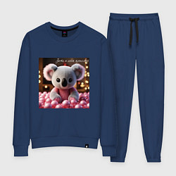 Костюм хлопковый женский Игрушечная коала и надпись: зато я очень красивый, цвет: тёмно-синий