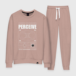 Костюм хлопковый женский Perceive streetwear, цвет: пыльно-розовый