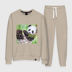 Костюм хлопковый женский Панда медвед, цвет: миндальный