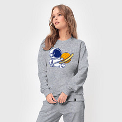 Костюм хлопковый женский Обнимаю сатурн, цвет: меланж — фото 2