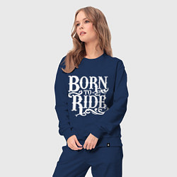 Костюм хлопковый женский Born to ride - рожденный ездить, цвет: тёмно-синий — фото 2