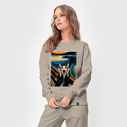 Костюм хлопковый женский Крик кота - пародия нейросети, цвет: миндальный — фото 2