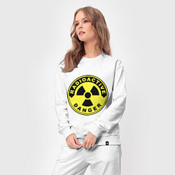 Костюм хлопковый женский Danger radiation sign, цвет: белый — фото 2