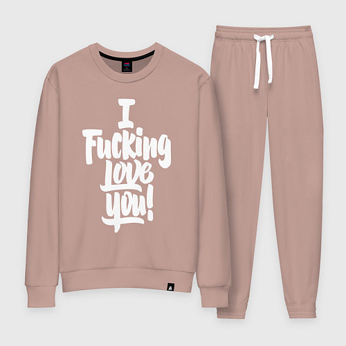 Женский костюм Надпись - я чертовски люблю тебя / Пыльно-розовый – фото 1