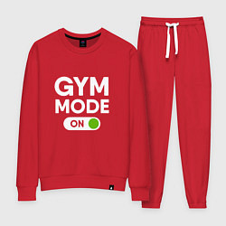 Костюм хлопковый женский Gym mode on, цвет: красный