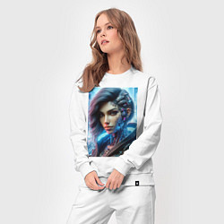 Костюм хлопковый женский Cyber girl - ai art, цвет: белый — фото 2