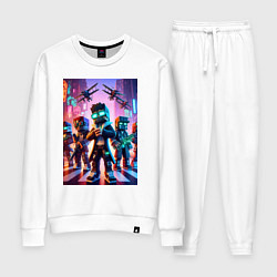 Костюм хлопковый женский Майнкрафт и киберпанк - коллаба, цвет: белый