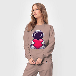 Костюм хлопковый женский Космонавт и сердце, цвет: пыльно-розовый — фото 2