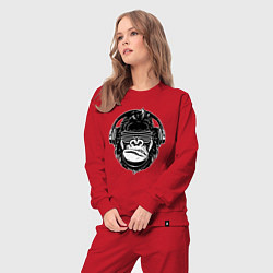 Костюм хлопковый женский Music gorilla, цвет: красный — фото 2