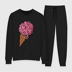 Костюм хлопковый женский Brain ice cream, цвет: черный