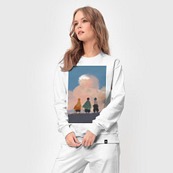 Костюм хлопковый женский Клинок рассекающий демонов Тандзиро Камадо Дзэнъиц, цвет: белый — фото 2