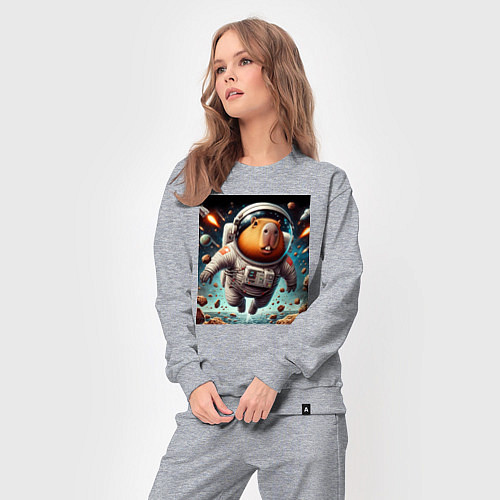 Женский костюм Capybara is a brave cosmonaut / Меланж – фото 3
