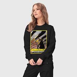 Костюм хлопковый женский Helldivers 2 - Авиаудар, цвет: черный — фото 2