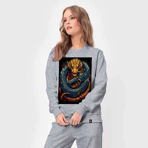 Женский костюм Муай тай синий дракон / Меланж – фото 3