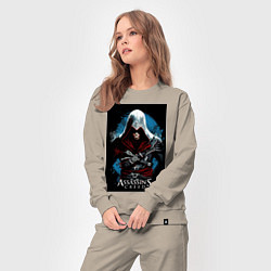 Костюм хлопковый женский Assassins creed строгий костюм, цвет: миндальный — фото 2