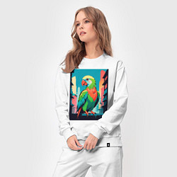 Костюм хлопковый женский Попугай в городе, цвет: белый — фото 2