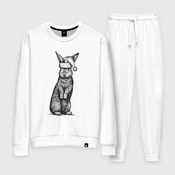 Костюм хлопковый женский Кролик новогодний, цвет: белый