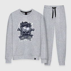 Костюм хлопковый женский Череп веселый роджер, цвет: меланж