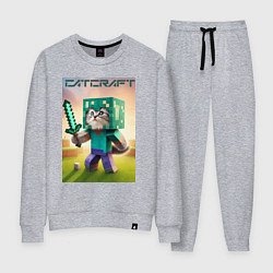 Костюм хлопковый женский Котёнок Майнкрафт - коллаба нейросеть, цвет: меланж