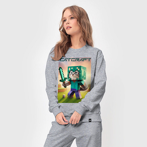 Женский костюм Котёнок Майнкрафт - коллаба нейросеть / Меланж – фото 3