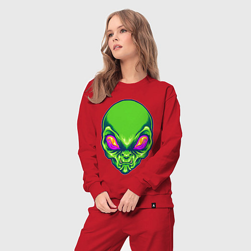 Женский костюм Голова зелёного пришельца / Красный – фото 3