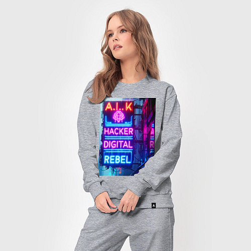 Женский костюм Ai hacker digital rebel - neon glow / Меланж – фото 3