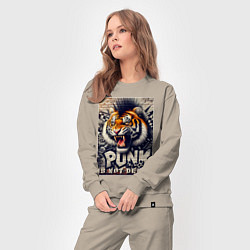 Костюм хлопковый женский Cool tiger - punks not dead, цвет: миндальный — фото 2