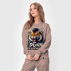 Костюм хлопковый женский Cool tiger - punks not dead, цвет: пыльно-розовый — фото 2