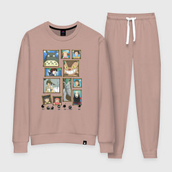 Костюм хлопковый женский Герои студии Ghibli, цвет: пыльно-розовый