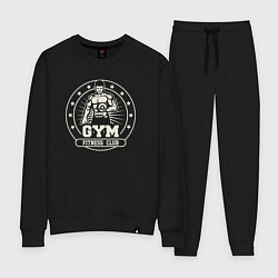 Костюм хлопковый женский Gym fitness club, цвет: черный