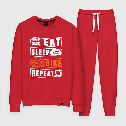 Женский костюм Еда сон велосипед / Красный – фото 1