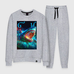 Костюм хлопковый женский Great white space shark - ai art, цвет: меланж