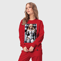 Костюм хлопковый женский Кибер Барби - нейросеть фантазия, цвет: красный — фото 2