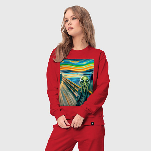 Женский костюм Пришелец кричит - мем нейросеть / Красный – фото 3