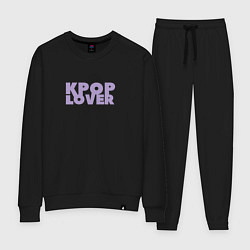 Костюм хлопковый женский Kpop lover любовь к музыке, цвет: черный