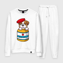 Костюм хлопковый женский Собачка антидепрессант, цвет: белый