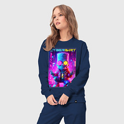 Костюм хлопковый женский Cyber Bart in metropolis - neon glow, цвет: тёмно-синий — фото 2