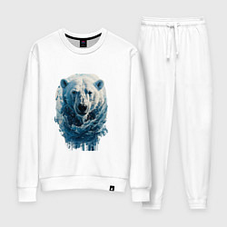 Костюм хлопковый женский Мишка на севере, цвет: белый