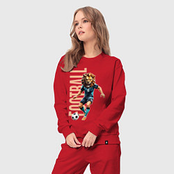 Костюм хлопковый женский Львиный футбол, цвет: красный — фото 2