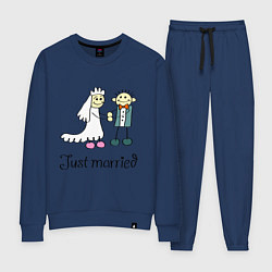 Костюм хлопковый женский Just married, цвет: тёмно-синий