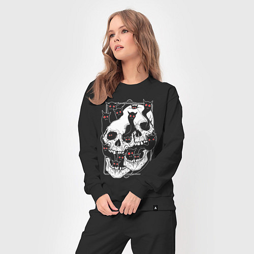 Женский костюм Черепа и красноглазые злые духи / Черный – фото 3