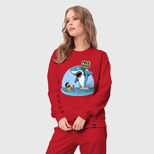 Женский костюм Free hugs - shark / Красный – фото 3