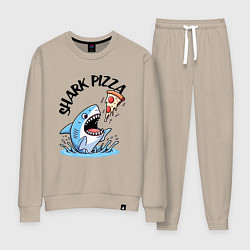 Костюм хлопковый женский Shark pizza - ai art fantasy, цвет: миндальный