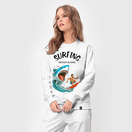 Женский костюм Shark and surfer - never alone / Белый – фото 3