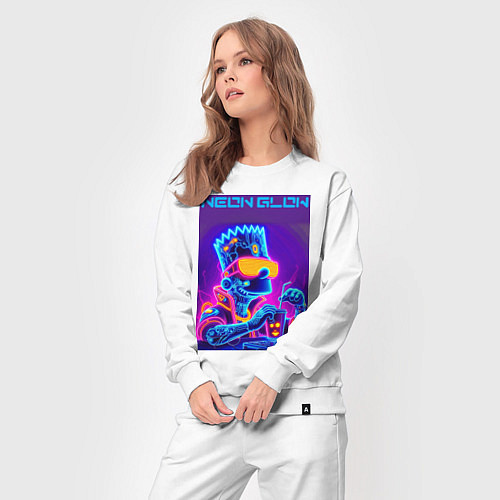 Женский костюм Bart Simpson - neon fantasy ai art / Белый – фото 3