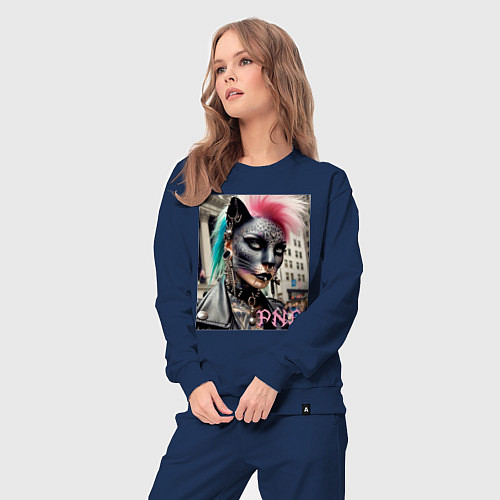 Женский костюм Девушка кошка - панк не умер / Тёмно-синий – фото 3