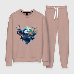 Костюм хлопковый женский Орел среди леса и гор, цвет: пыльно-розовый