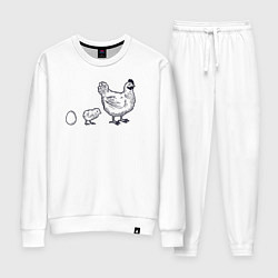 Костюм хлопковый женский Куриное семейство, цвет: белый