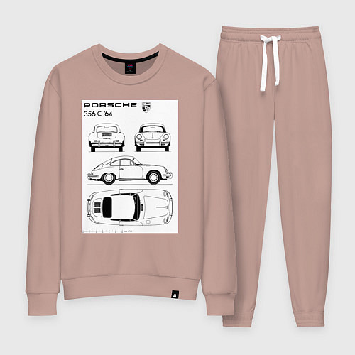 Женский костюм Машина Porsche / Пыльно-розовый – фото 1