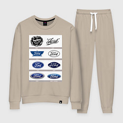 Костюм хлопковый женский Ford логотип, цвет: миндальный
